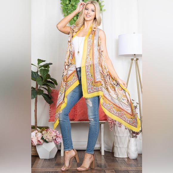 Linen cardigan yellow women size 8 9 10 12 - Picture 4 of 5